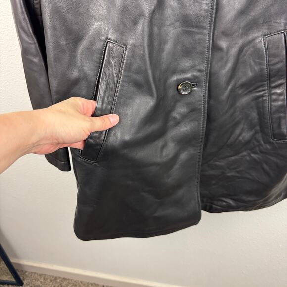VTG Black Leather Oversized Jacket - Picture 3 of 9